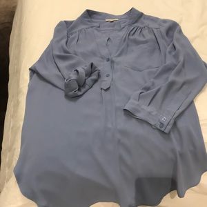 Blueish gray silk blouse